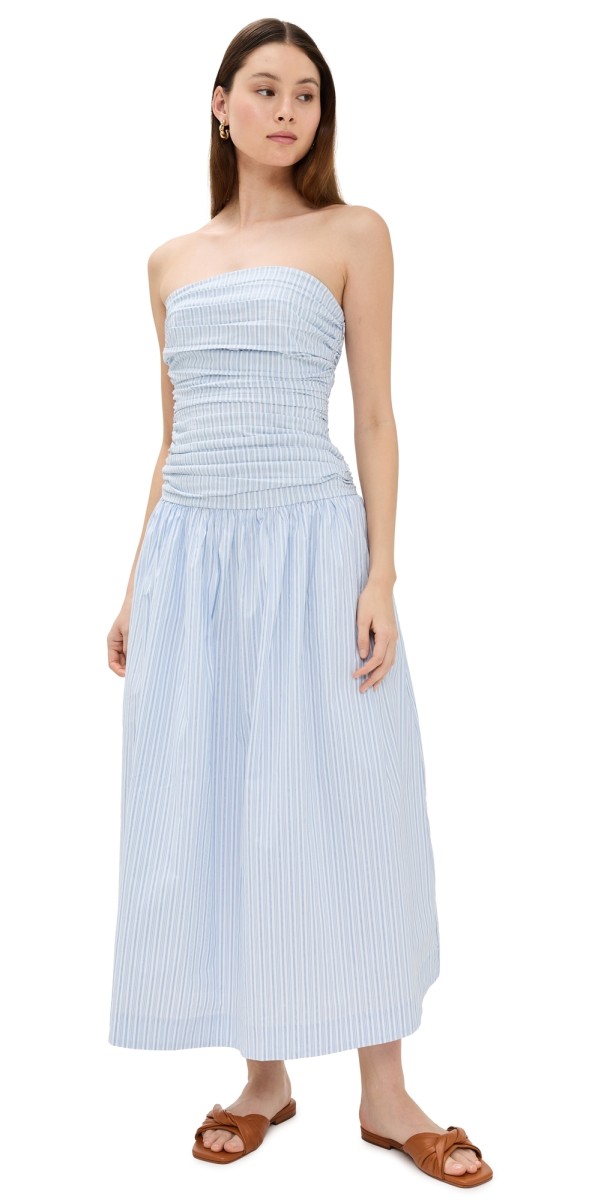 Line & Dot Darra Midi Dress White/Blue