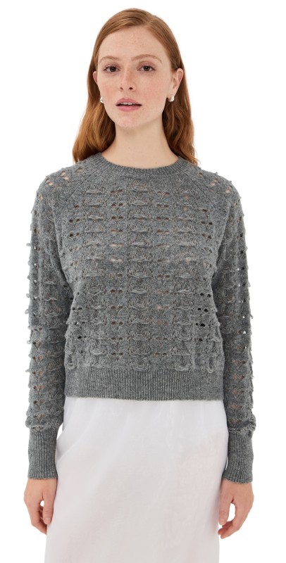 Cecilie Bahnsen Bidane Pullover Heritage Lace Knit Light Grey