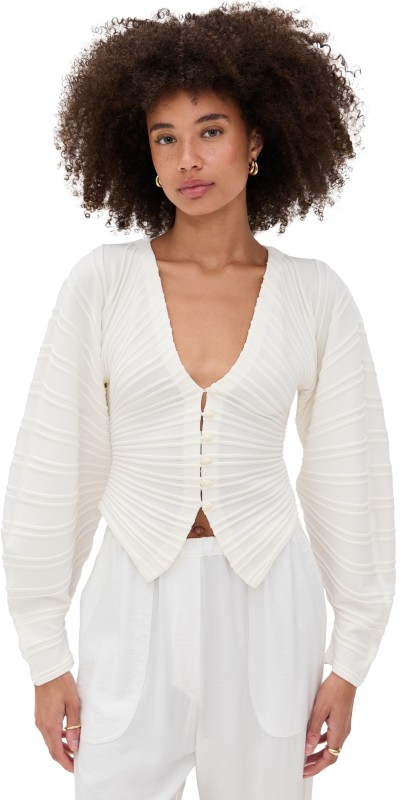 Cult Gaia Blair Knit Cardigan Off White