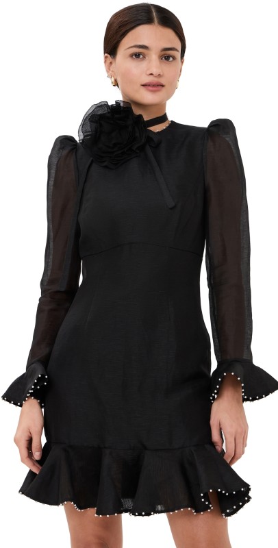 Zimmermann Crush Flower Mini Dress Black