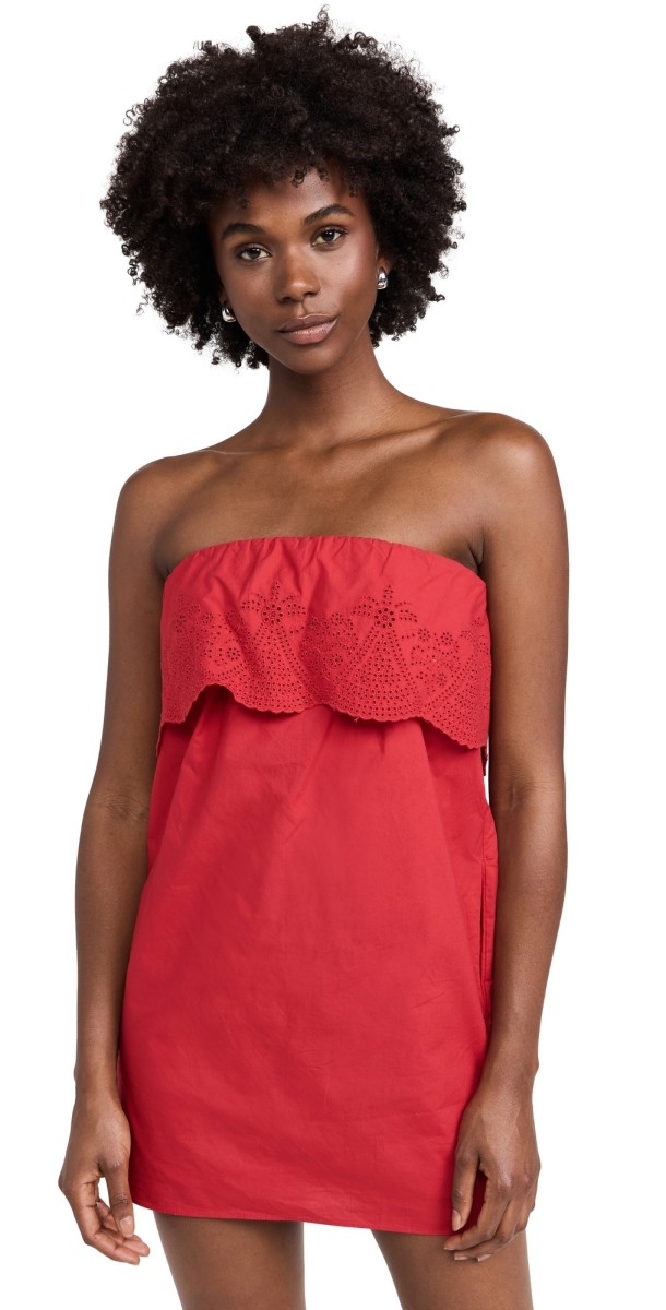 POSSE Beryl Strapless Mini Dress Ruby
