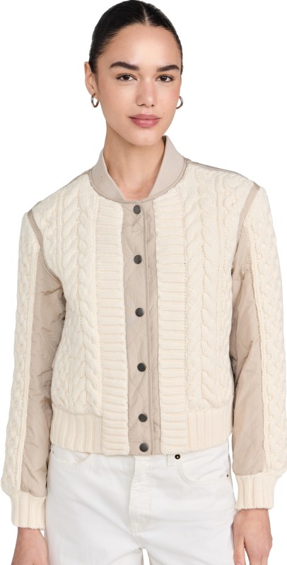 rag & bone Manston Mixed Media Bomber Natural