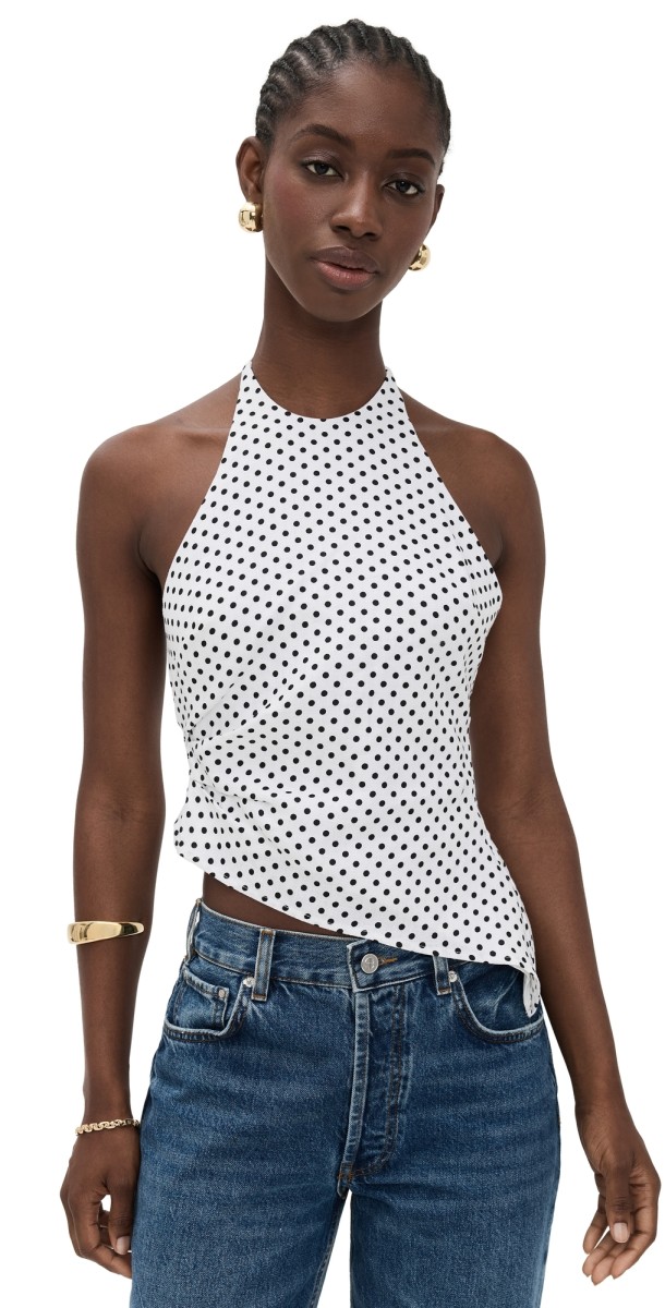 Reformation Reese Linen Top Eclipse Dot