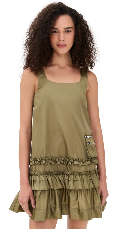 GANNI Duchesse Nylon Mini Dress Boa