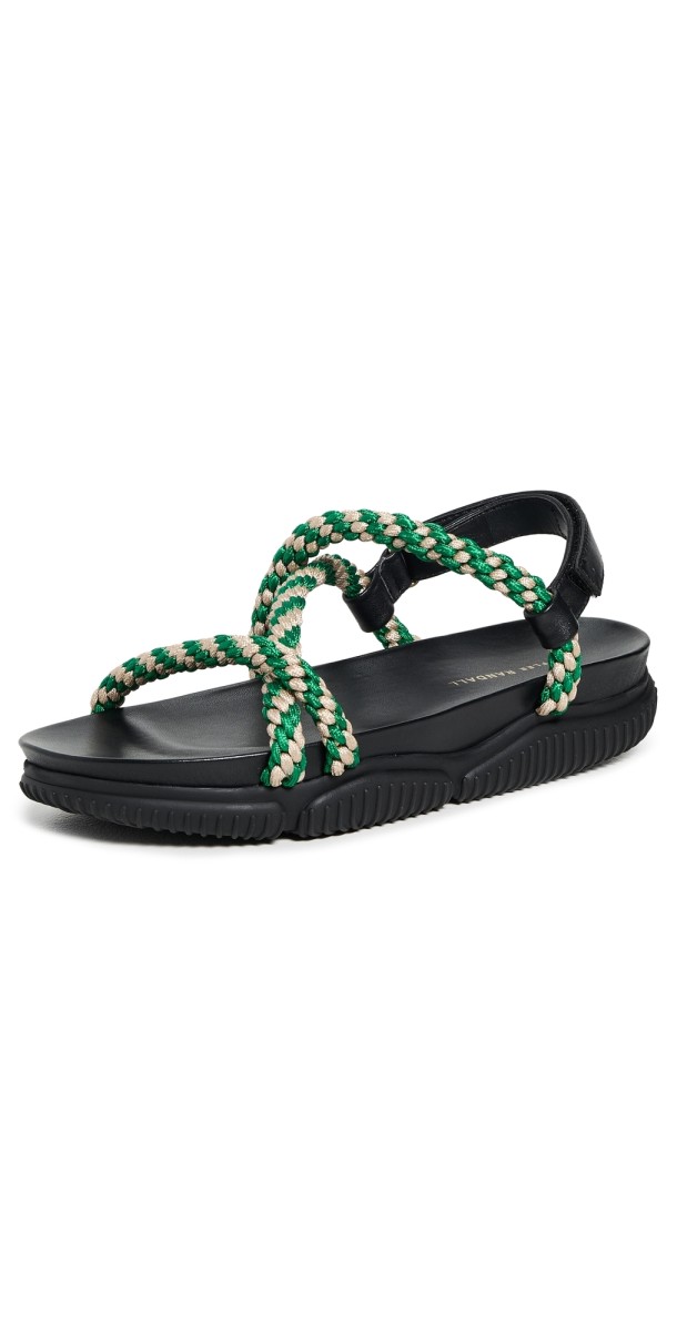 Loeffler Randall Ozzy Sport Sandals Black/Green/Cream