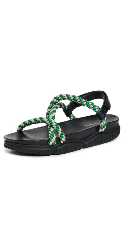 Loeffler Randall Ozzy Sport Sandals Black/Green/Cream