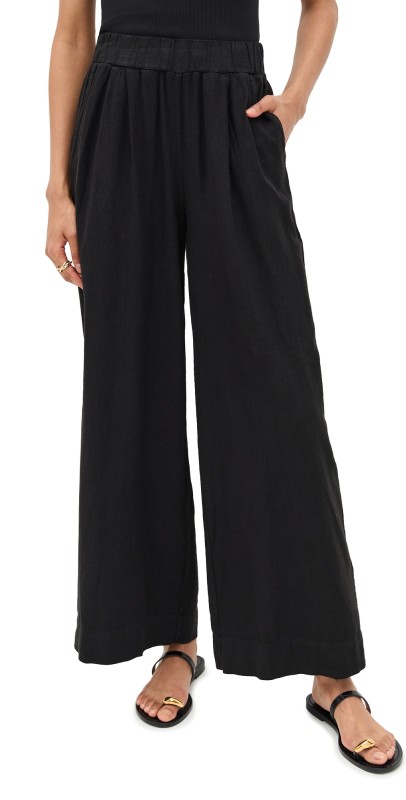 Stateside Linen Pull On Trousers Black
