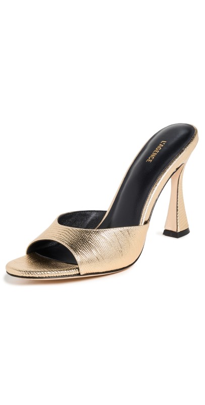 L'AGENCE Avery Peep Toe Mules Gold