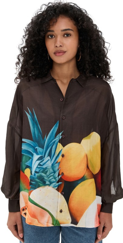 Donde Esteban Salpicon Silk Shirt Brown