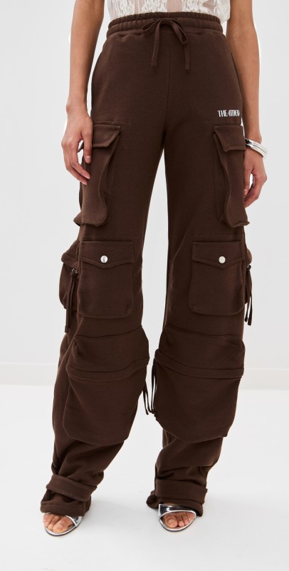 The Attico Fleece Trousers Dark Brown