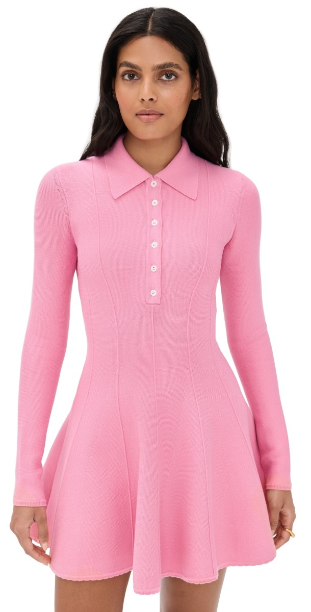 Fleur du Mal Henley Flared Corset Dress Pink Cadillac