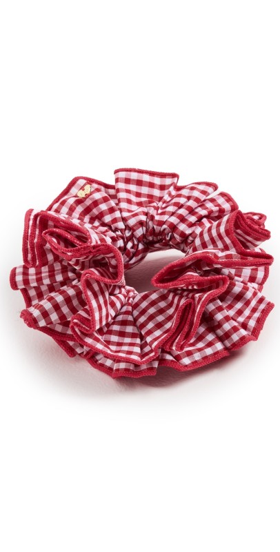 Loeffler Randall Felice Layered Scrunchie Red Gingham
