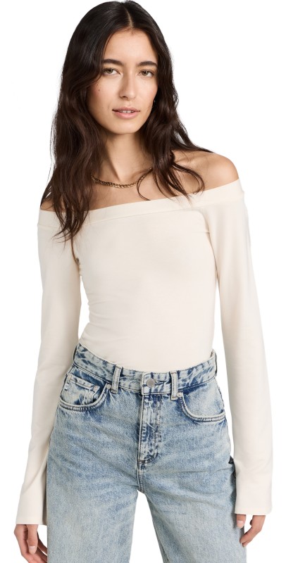 Reformation Radley Knit Top Cream