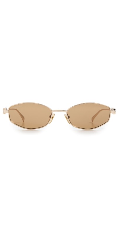 Gucci Oval Frame Sunglasses Gold-Gold-Brow