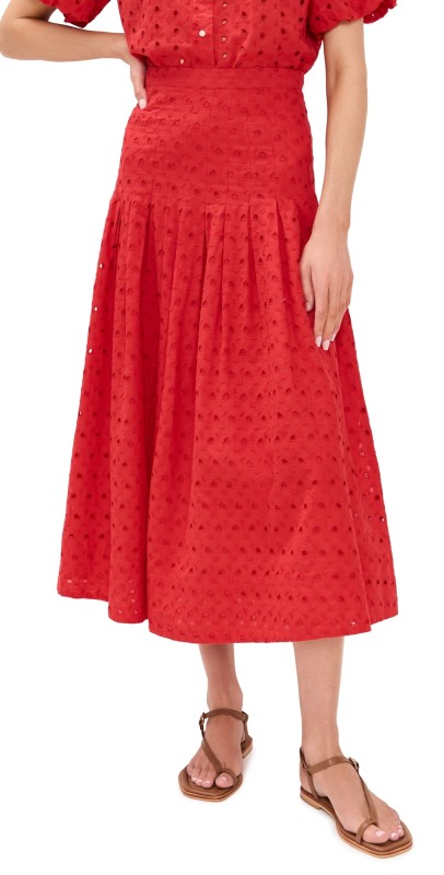 THE GREAT. The Rhythm Skirt Red Rose
