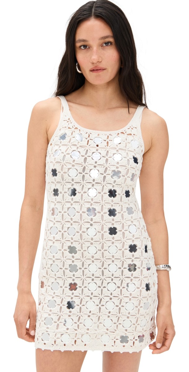 Le Superbe Crochet Mirrored Mini Dress Au Naturel