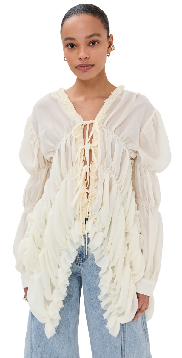 ROKH Puff Sleeve Blouse Cream