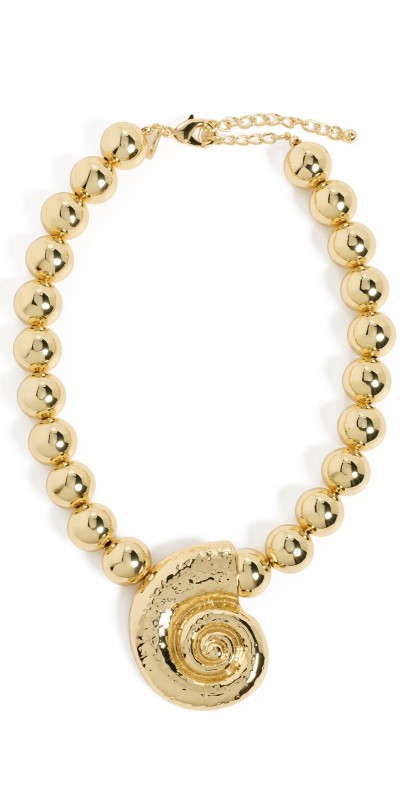 Kenneth Jay Lane Gold Bead Lobster Claw Necklace Gold