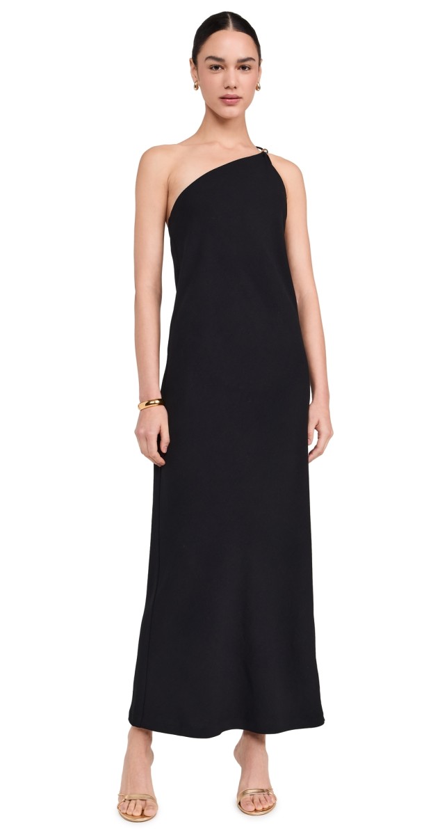 Vince One Shoulder Jewel Sphere Dress Black