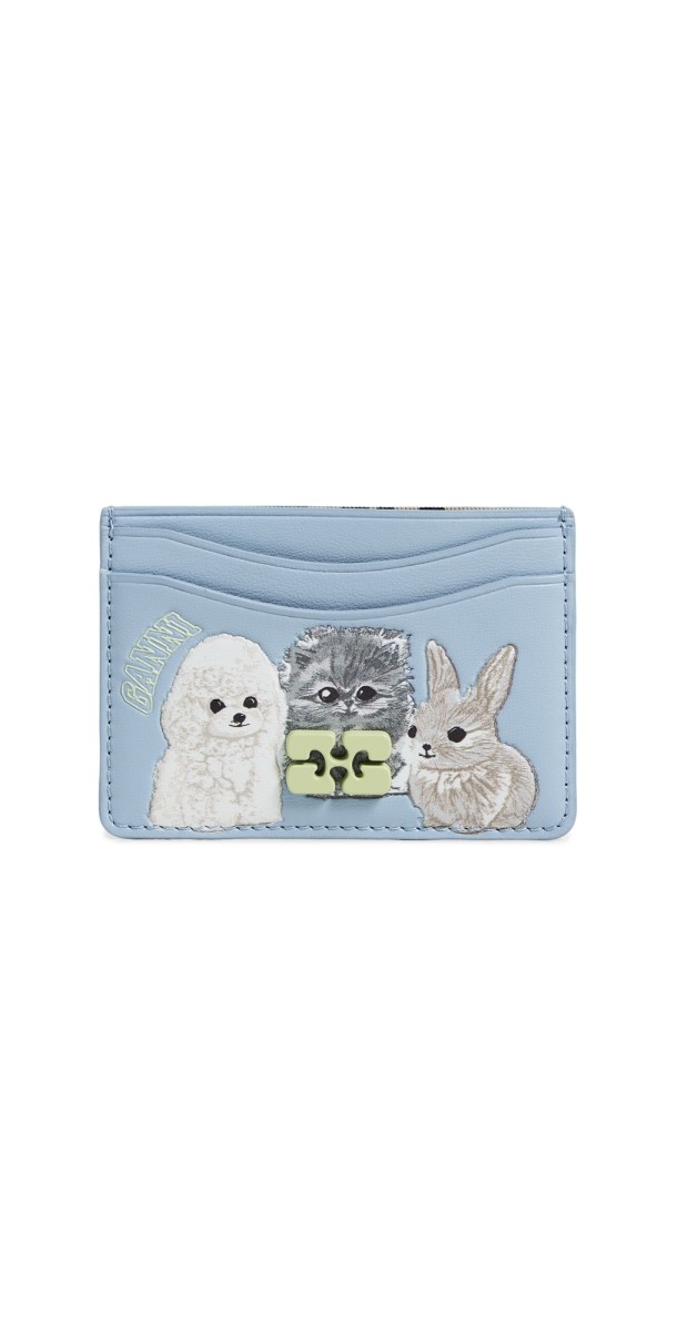 GANNI Ganni Bou Card Holder Animals Soft Chambray