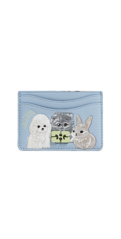 GANNI Ganni Bou Card Holder Animals Soft Chambray