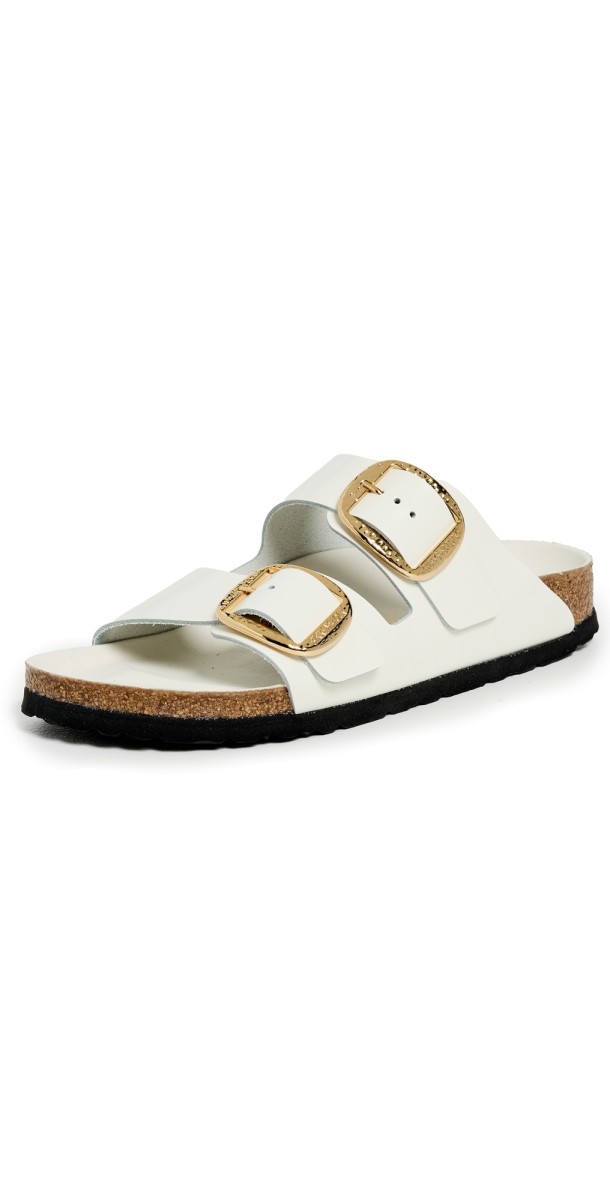 Birkenstock Arizona Big Buckle High Shine Hammered Sandals Antique White
