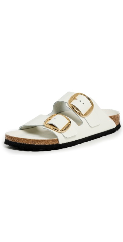Birkenstock Arizona Big Buckle High Shine Hammered Sandals Antique White