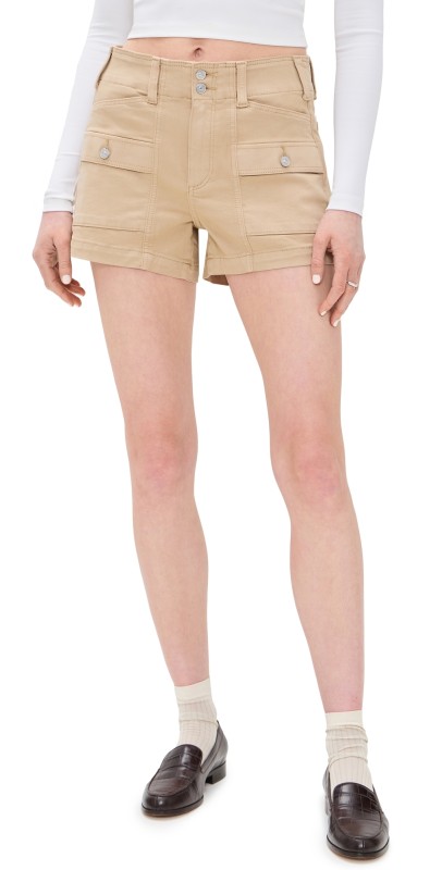 PAIGE Olivia Cargo Shorts Vintage Raffia Tan