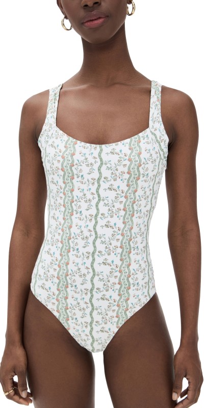 Hill House Home The Tessa One Piece Provence Floral, Green Multi