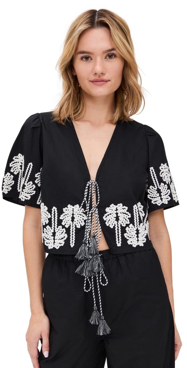 RAILS Pari Top Black Ivory Palm Trees