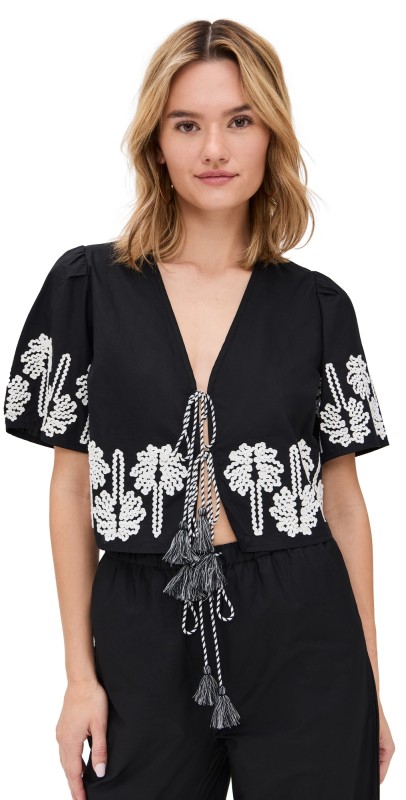 RAILS Pari Top Black Ivory Palm Trees