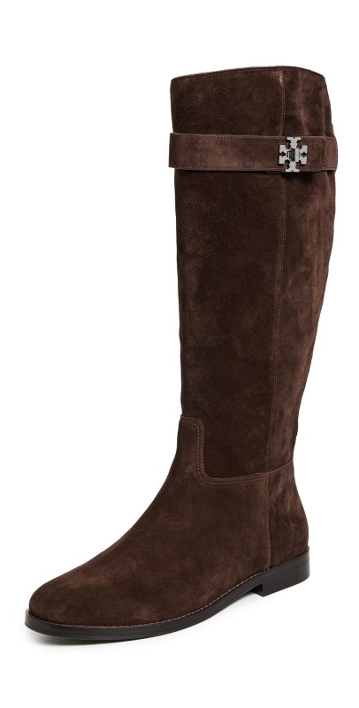 Tory Burch T Lock Riding Boots Dark Cocoa