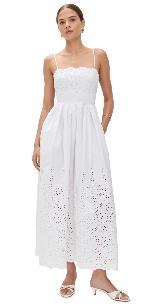 Susana Monaco Embroidered Poplin Open Back Dress Sugar