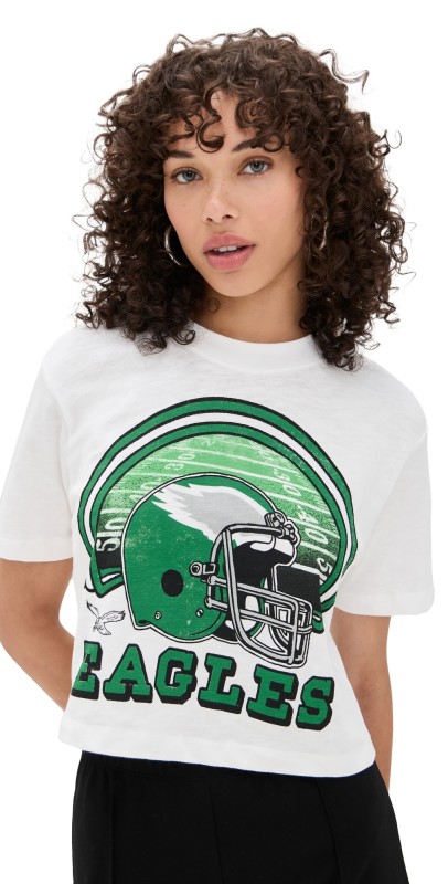 Junk Food Eagles Game Time MN Crop Tee Vintage White