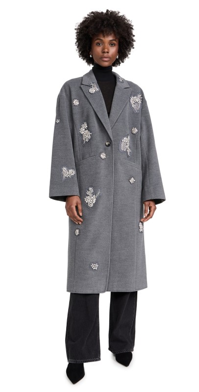 Cinq à Sept Crystal Ivy Gravis Coat Heather Grey