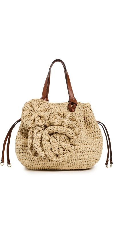 Ulla Johnson Gio Floral Raffia Crossbody Natural