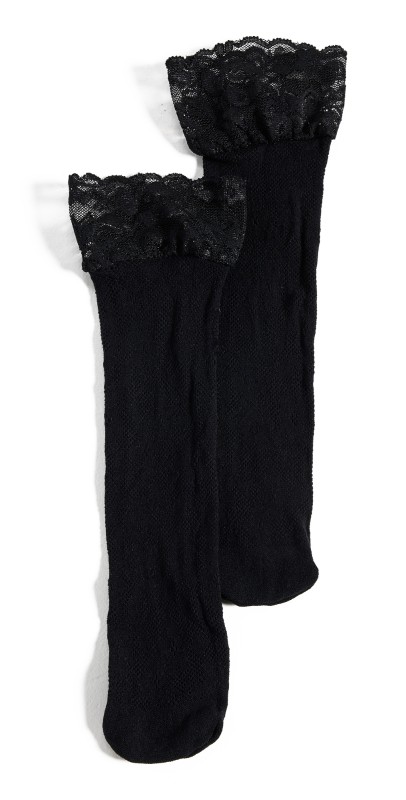 Stems Floral Fishnet Socks Black