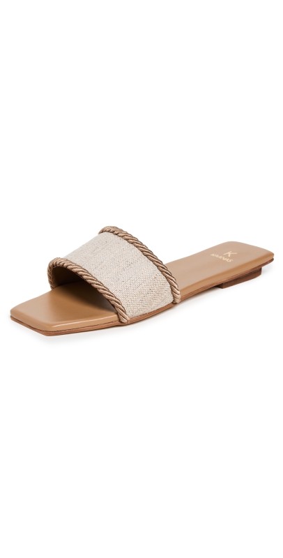 KAANAS Finn Canvas Cord Detail Slides Caramel