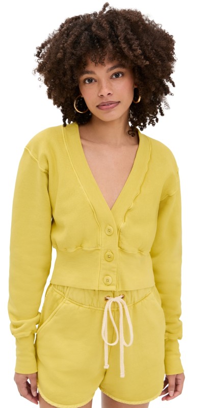 Les Tien Diana Crop Cardigan Electric Dijon