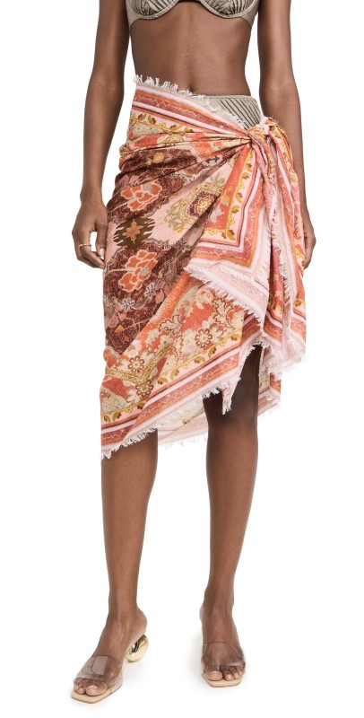 Zimmermann Printed Cotton Pareo Rust Mult