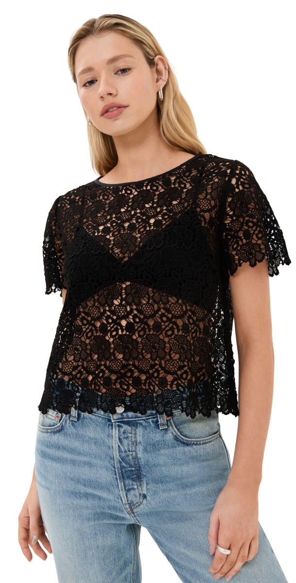 Clare V. Loulou Top Black Cotton Lace