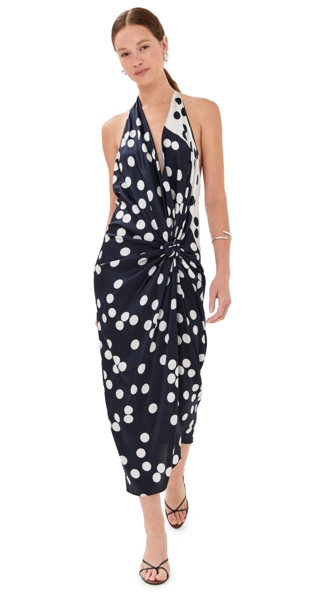 Silvia Tcherassi Guadalupe Dress Navy White Dots