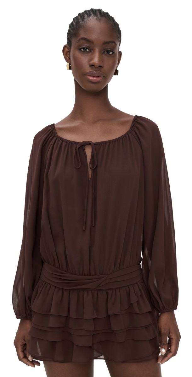 Amanda Uprichard Dallas Skort Romper Cocoa