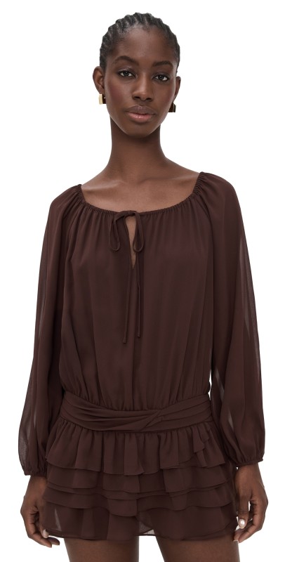 Amanda Uprichard Dallas Skort Romper Cocoa