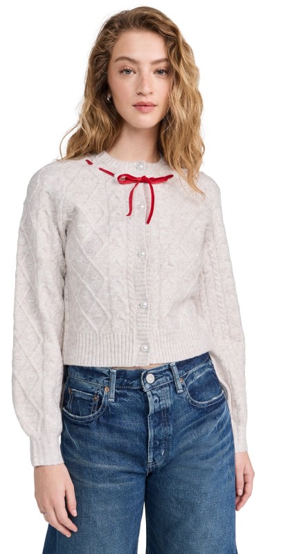 WAYF Signature Cardigan Oatmeal