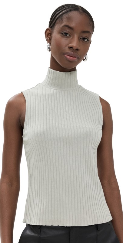 Vince Rib Sleeveless Turtleneck Pale Dove