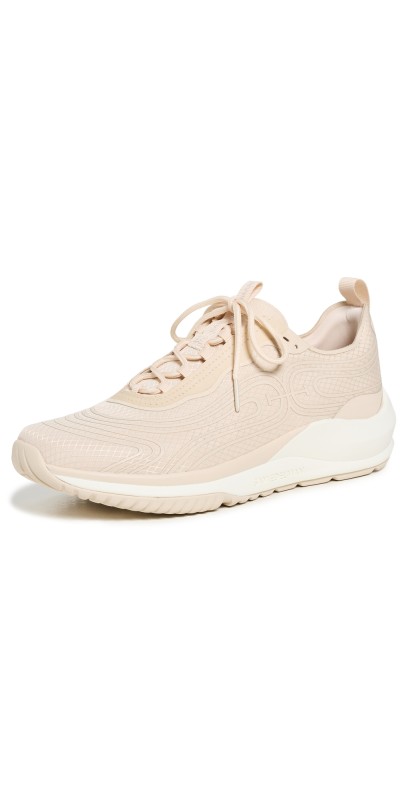 Sam Edelman Miles Lace Up Performance Sneakers Ecru Sand