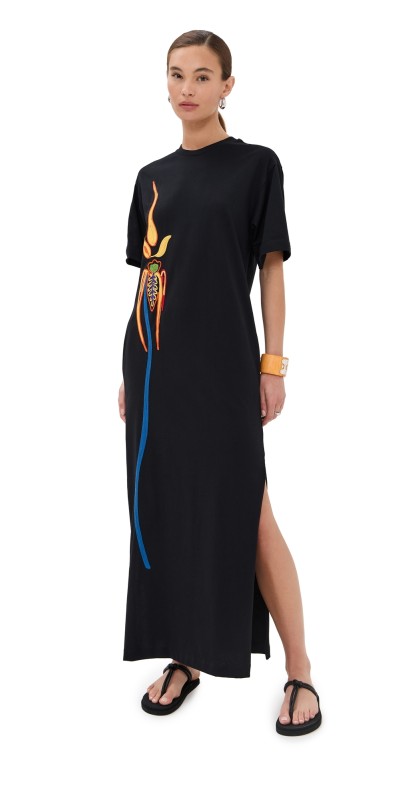 Stella Jean Jersey Maxi Dress Black