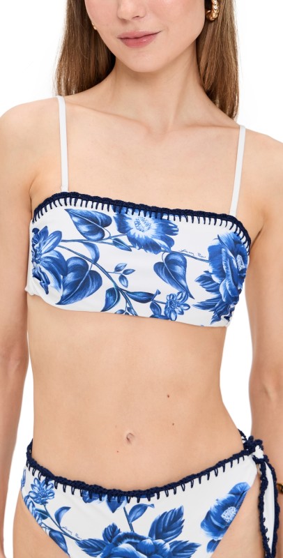 FARM Rio Blue Floral Cascade Bikini Top Blue Floral Cascade Off-White