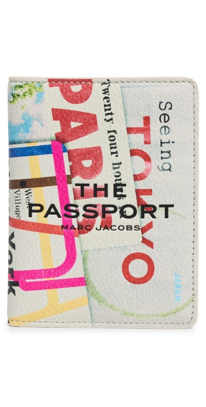 Marc Jacobs The Tourist Leather Passport Case White Mult